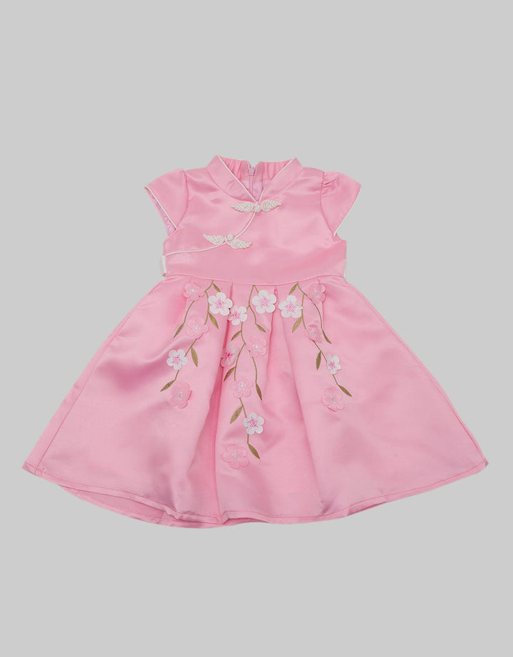 Kidz Too Short Sleeve Midi Dress Bordir Bunga Qipao