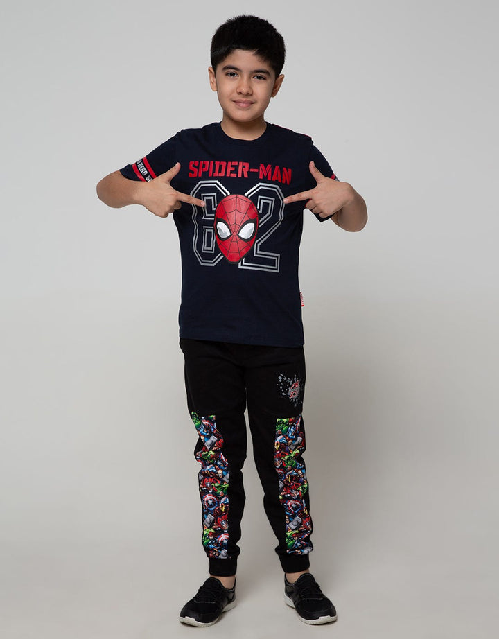Marvel Spiderman Face Number Strip T-Shirt