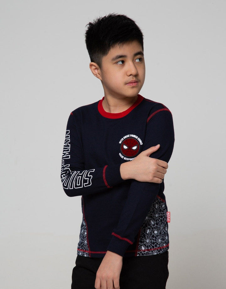 Marvel Spiderman Face Combination Long Sleeve T-Shirt