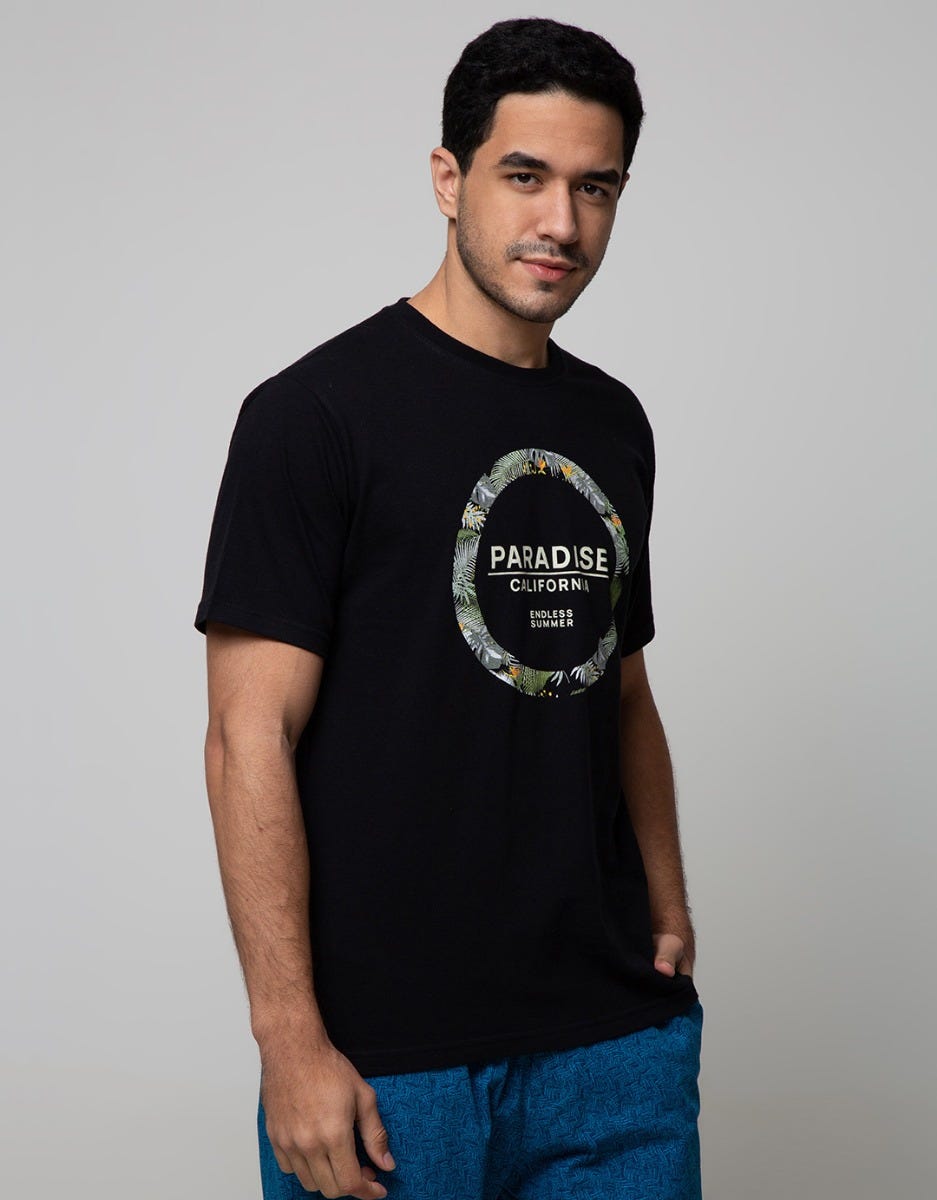 T Zone Short Sleeve T-Shirt Print Paradise California