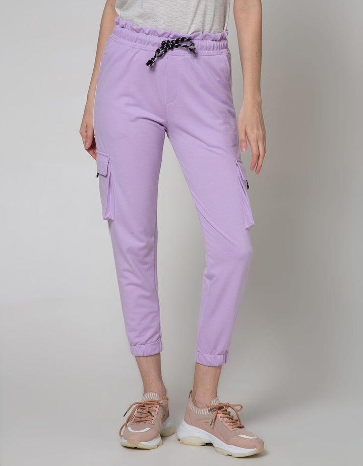 Nevada Long Pants Terry Solid Cargo Ruffle