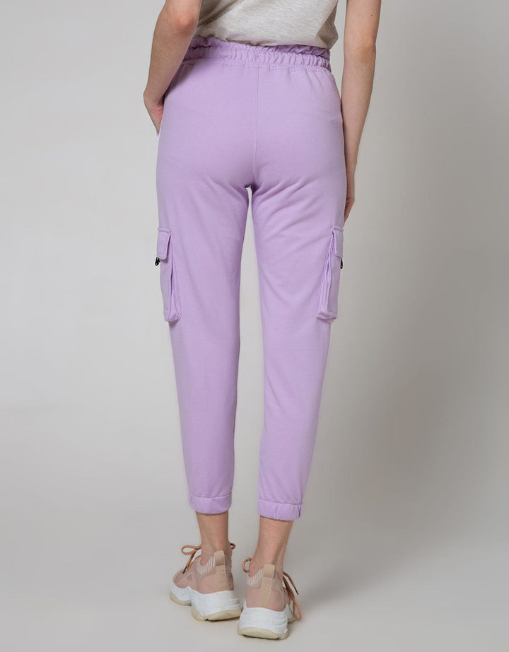 Nevada Long Pants Terry Solid Cargo Ruffle