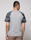 T Zone Short Sleeve Raglan T-Shirt Batik Print Sleeve 2