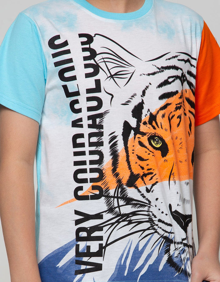 Aero Short Sleeve T-Shirt Print Rainbow Tiger