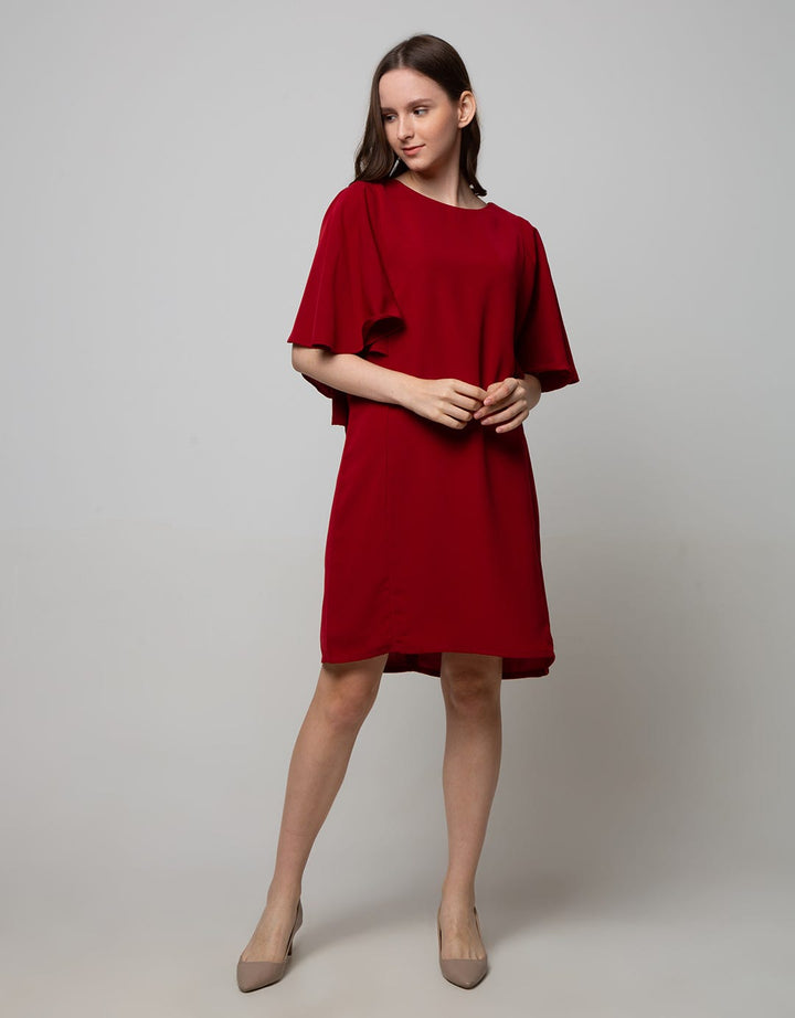 St. Yves Short Sleeve Midi Dress Xmas Bat Wing Bengalin