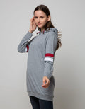 American Jeans Long Sleeve Midi Dress Inner Hoodie Print
