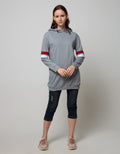 American Jeans Long Sleeve Midi Dress Inner Hoodie Print