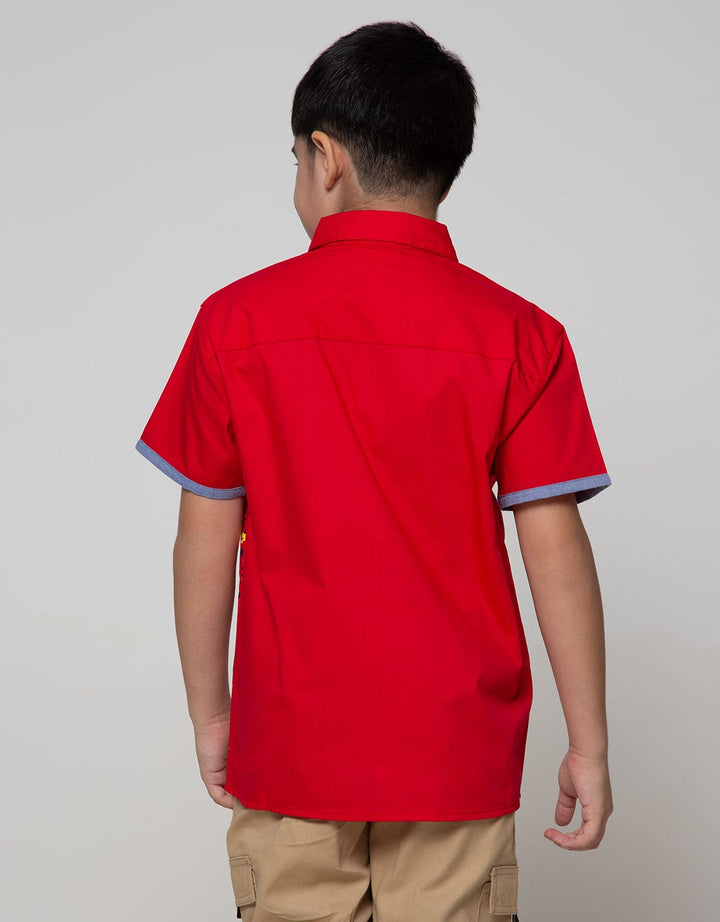 Aero Short Sleeve Shirt Full Print Regu Poplin Print Red