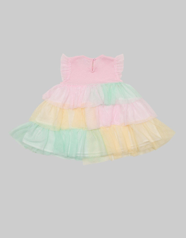 Pipiniko Short Sleeve Midi Dress Rainbow Ruffle Dress