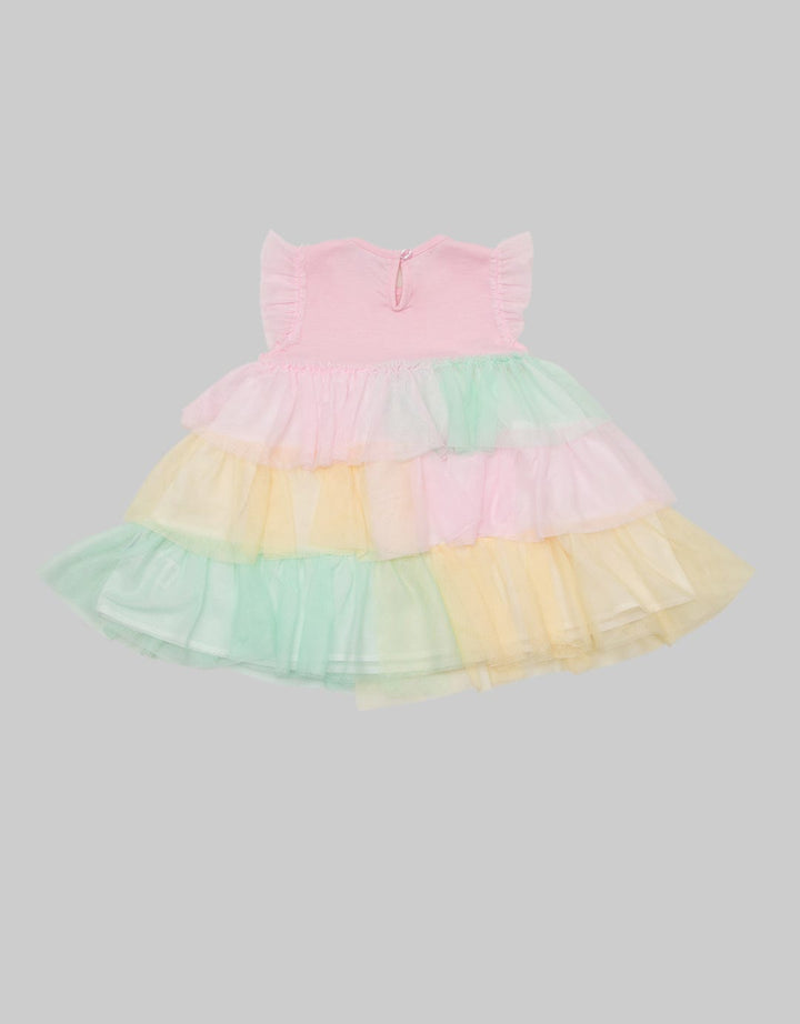 Pipiniko Short Sleeve Midi Dress Rainbow Ruffle Dress