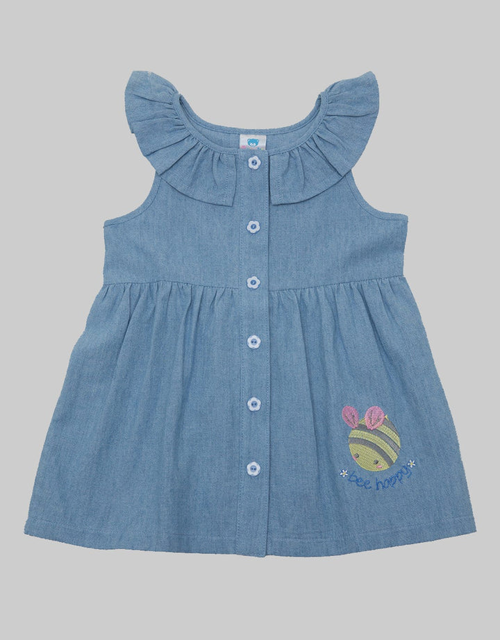 Pipiniko Short Sleeve Midi Dress Bee Chambray