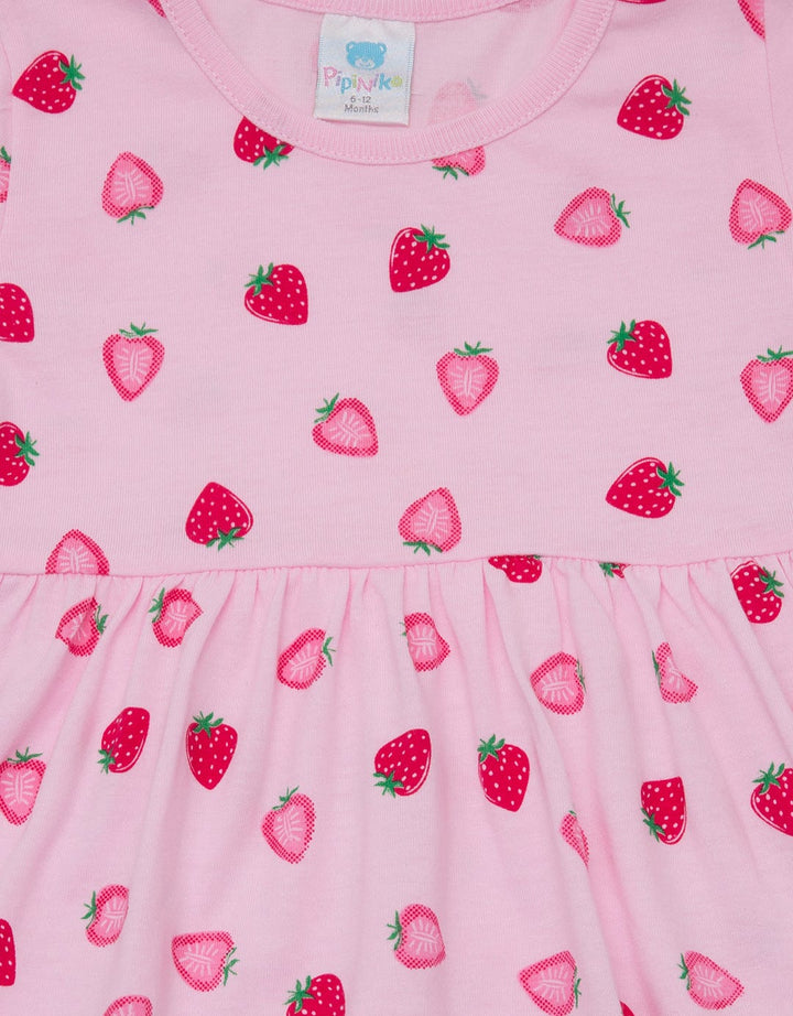 Pipiniko Short Sleeve Midi Dress Sleeve Daily Strawberry