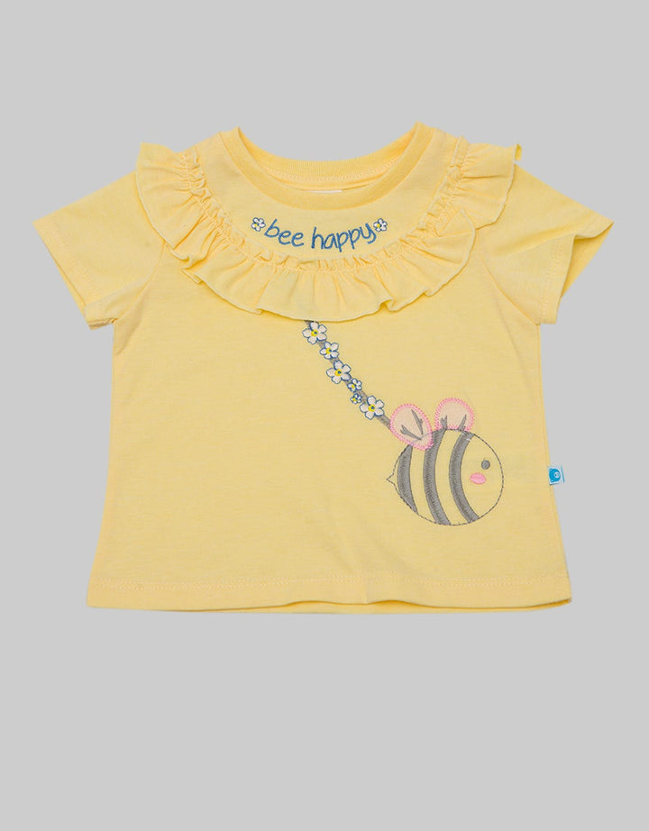 Pipiniko Short Sleeve T-Shirt Top Ruffle Colar Bee Bag