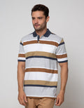 Cole Short Sleeve Polo Shirt Stripe Two Tone