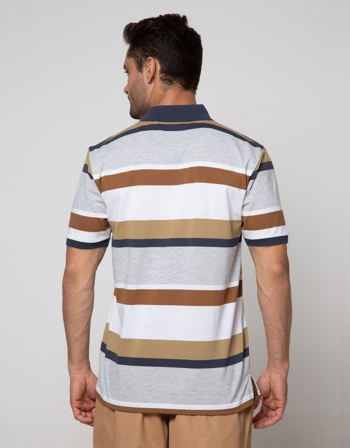 Cole Short Sleeve Polo Shirt Stripe Two Tone