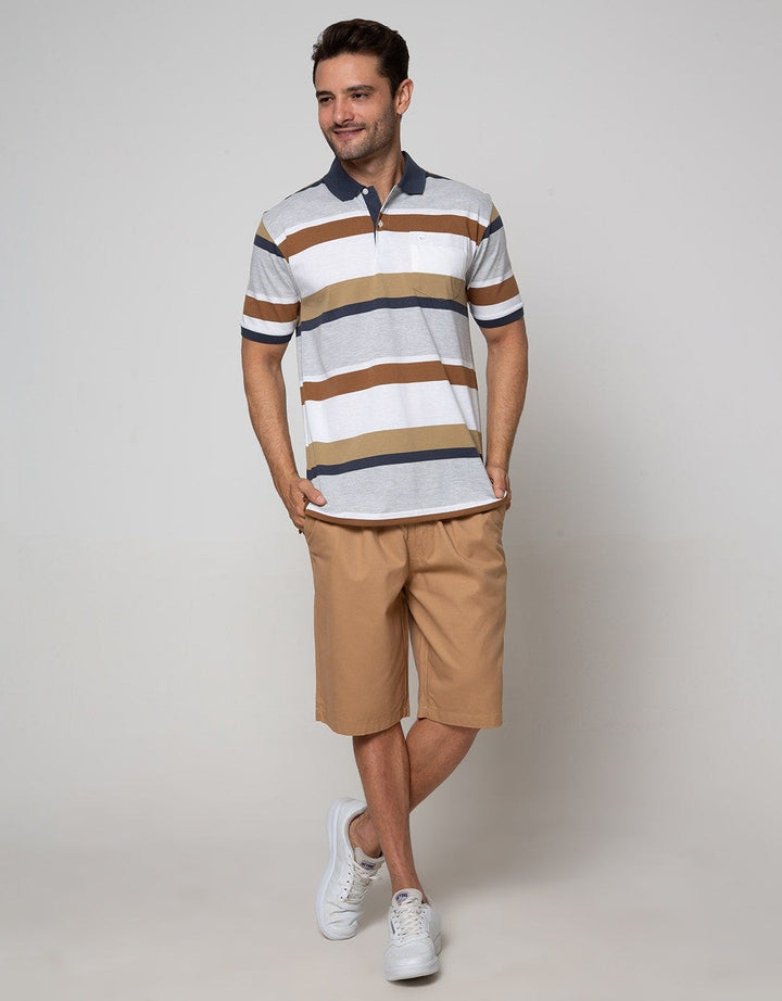 Cole Short Sleeve Polo Shirt Stripe Two Tone