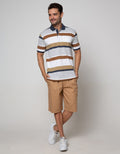 Cole Short Sleeve Polo Shirt Stripe Two Tone