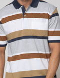 Cole Short Sleeve Polo Shirt Stripe Two Tone