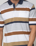 Cole Short Sleeve Polo Shirt Stripe Two Tone