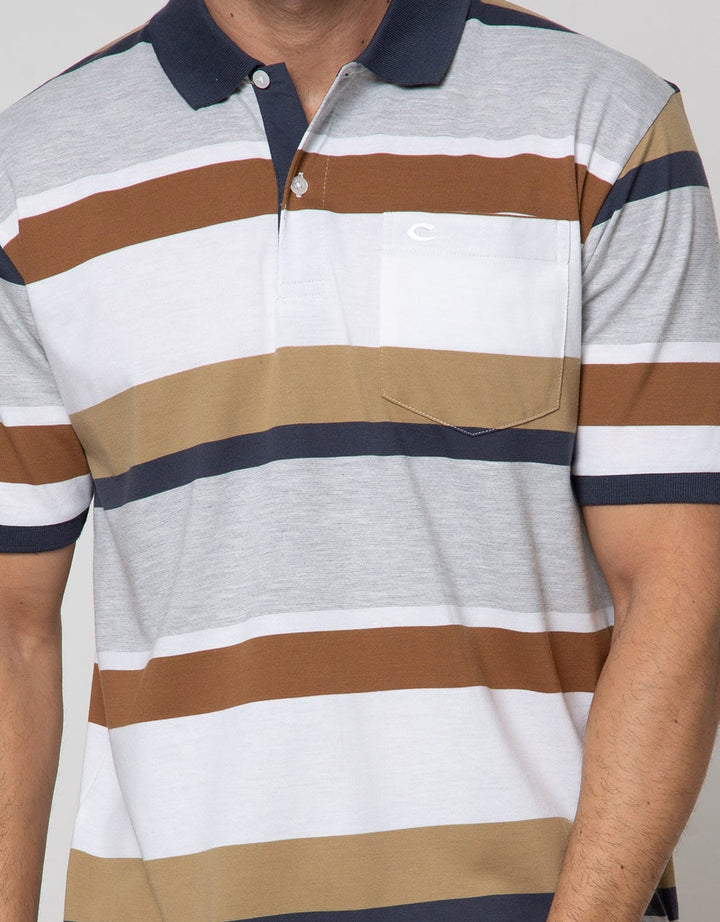 Cole Short Sleeve Polo Shirt Stripe Two Tone