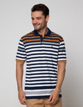 Cole Short Sleeve Polo Shirt Stripe Comb Contrast Chesto