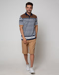 Cole Short Sleeve Polo Shirt Stripe Comb Contrast Chesto