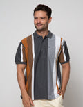 Cole Short Sleeve Polo Shirt Vertical Stripe Kombinasi Two Tone