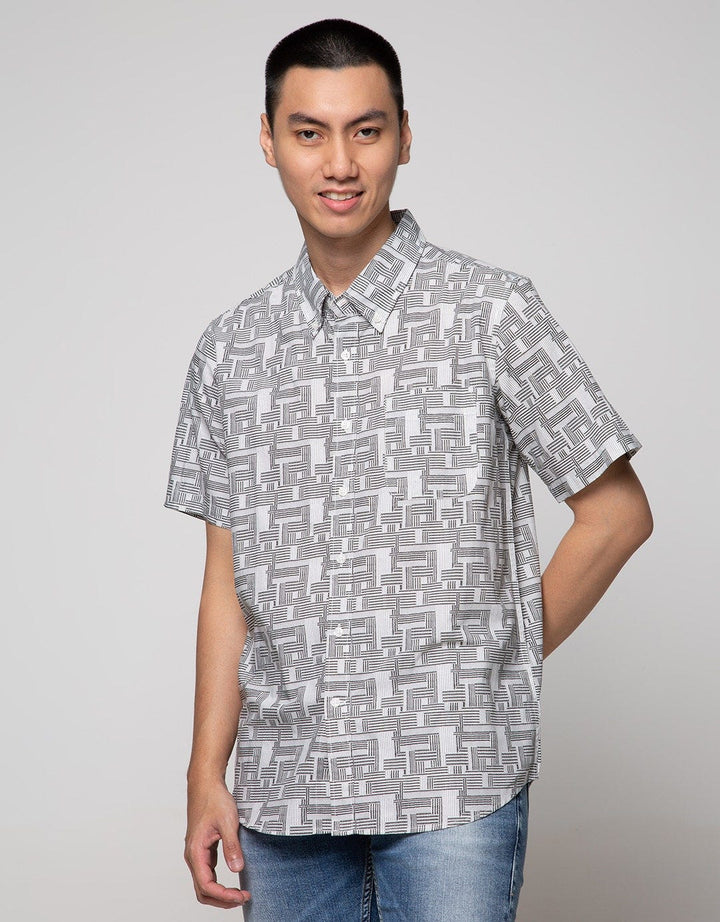 Cole Short Sleeve Shirt Woven Print Allover Memphis Color Tonal
