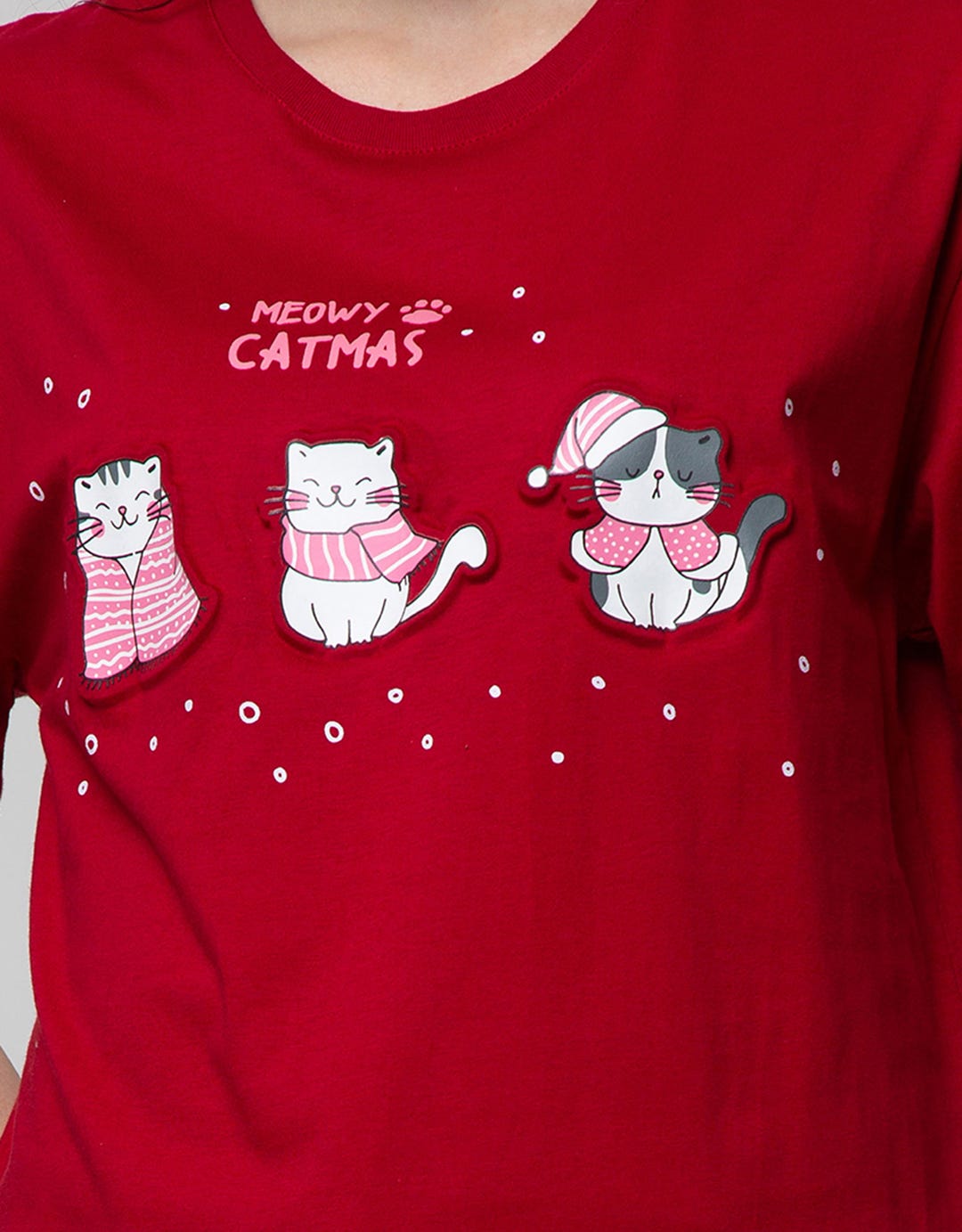 Nevada Short Sleeve Oversized Xmas Cat T-Shirt