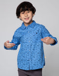 Little M Dino Print Kemeja Anak Laki-laki