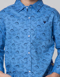 Little M Dino Print Kemeja Anak Laki-laki