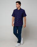 Cole Short Sleeve Shirt Grandad Stripe Oxford