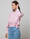 Nevada Long Sleeve Shirt Top Stripe With Side Bow