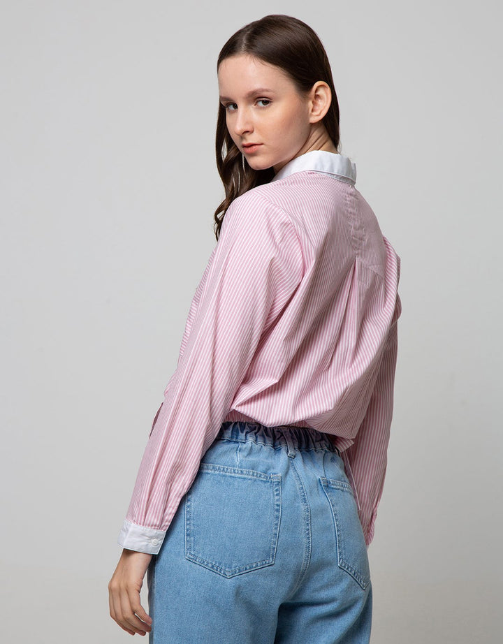 Nevada Long Sleeve Shirt Top Stripe With Side Bow