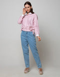 Nevada Long Sleeve Shirt Top Stripe With Side Bow