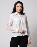 Cardinal Femme Shirt With Lace Sleeve