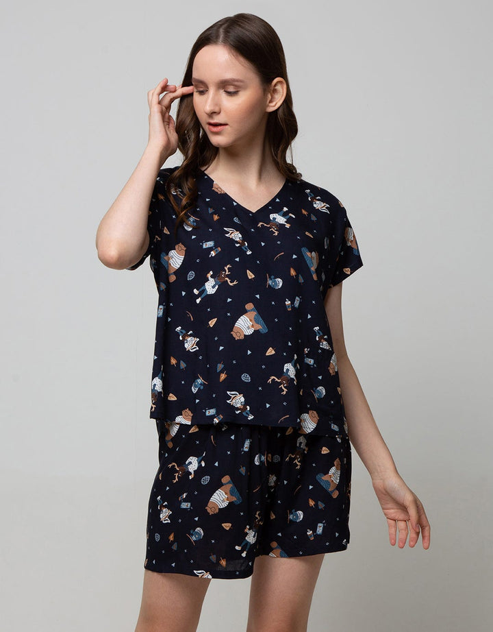 Nevada Short Sleeve Pyjama Shorts Christmas Deer