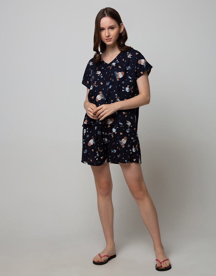 Nevada Short Sleeve Pyjama Shorts Christmas Deer