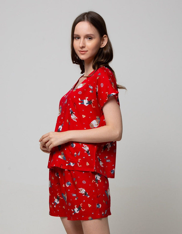Nevada Short Sleeve Pyjama Shorts Christmas Deer