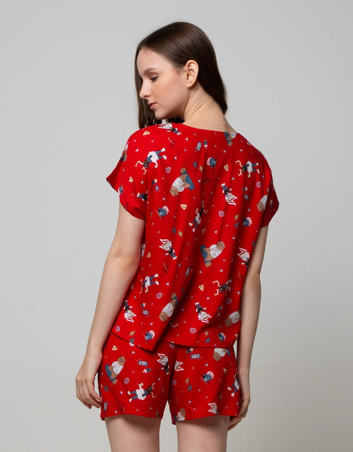 Nevada Short Sleeve Pyjama Shorts Christmas Deer