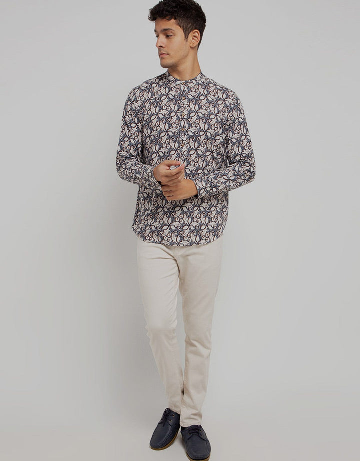 MOC Kemeja Koko Lengan Panjang Slim Fit Ley