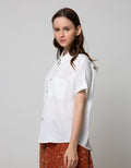 St. Yves Short Sleeve Blouse Horn Button Pocket