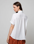 St. Yves Short Sleeve Blouse Horn Button Pocket