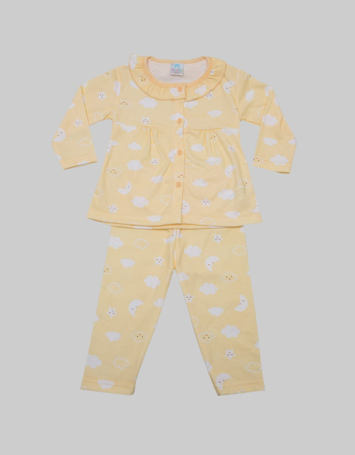 Pipiniko Top - Bottom GirLong Sleeve Full Cloud Print Pajamas Set