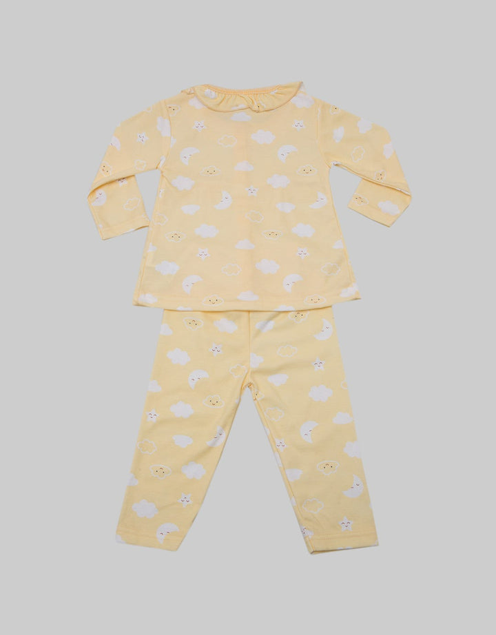Pipiniko Top - Bottom GirLong Sleeve Full Cloud Print Pajamas Set