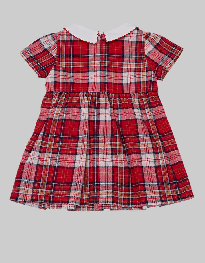 Pipiniko Short Sleeve Midi Dress Plaid Xmas