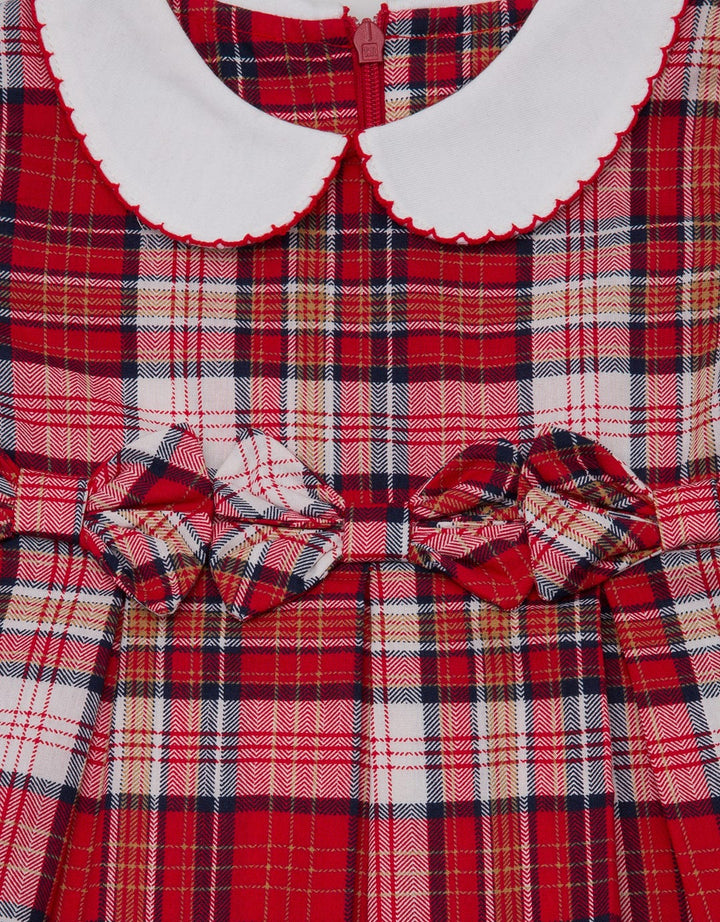 Pipiniko Short Sleeve Midi Dress Plaid Xmas