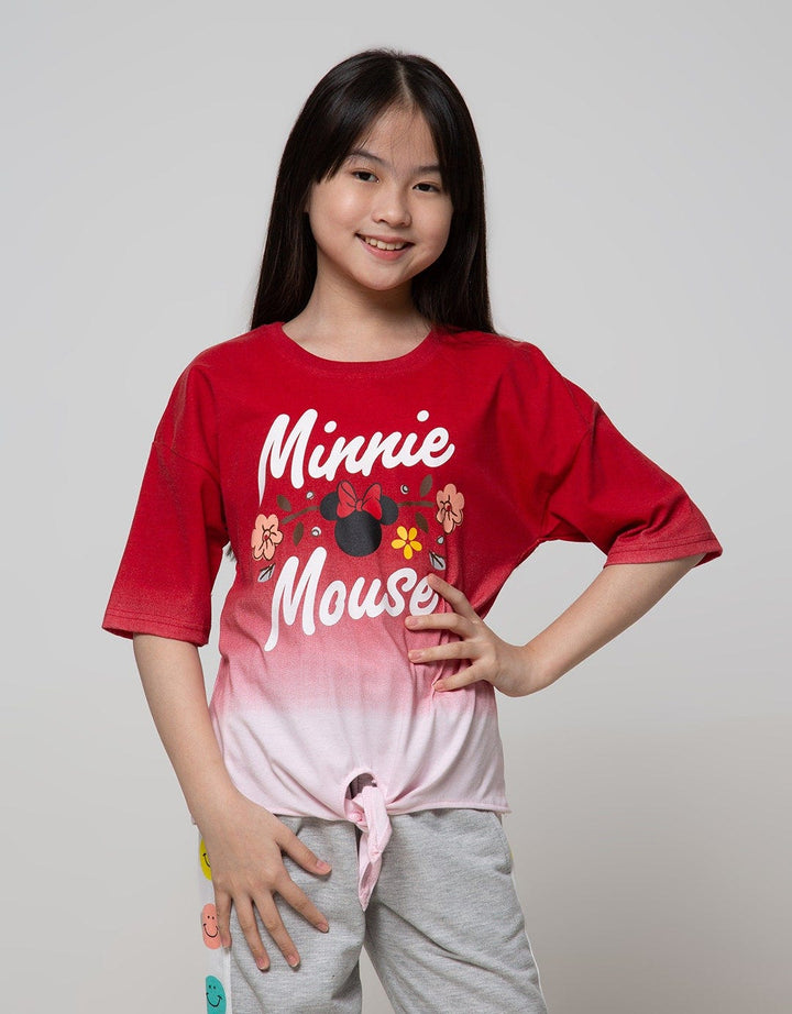 Disney Short Sleeve T-Shirt Ombre Minnie Red Rules Ribbon