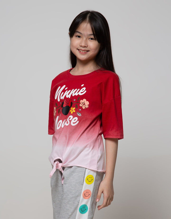 Disney Short Sleeve T-Shirt Ombre Minnie Red Rules Ribbon