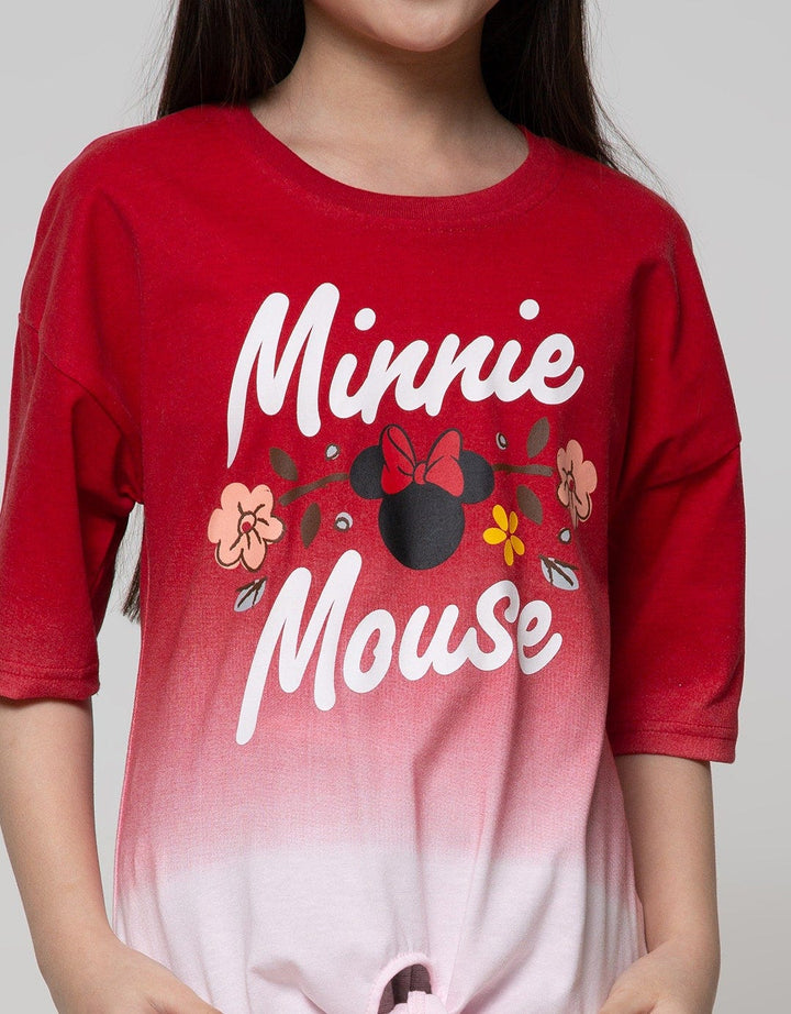 Disney Short Sleeve T-Shirt Ombre Minnie Red Rules Ribbon